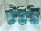 Lot of 6 Vintage Blue Ball Canning Jars