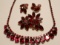Set Vintage Rhinestone, Necklace, Brooch, Earrings