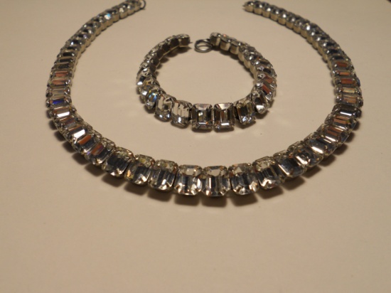 Set Vintage Rhinestone Necklace and Bracelet