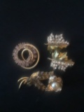 Lot of 3 Vintage Rhinestone Brooches and Earrings