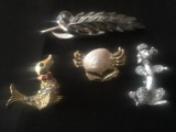 Lot of 4 Vintage Brooches
