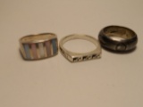 Lot of 3 Vintage Rings Sterling Silver
