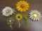 Lot of 6 Vintage Enamel Flower Brooches