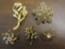 Lot of 5 Vintage Flower Rhinestone Brooches