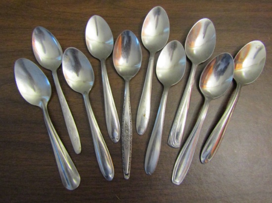 Lot of 11 Mixed Stainless Steel Spoons, including Utica