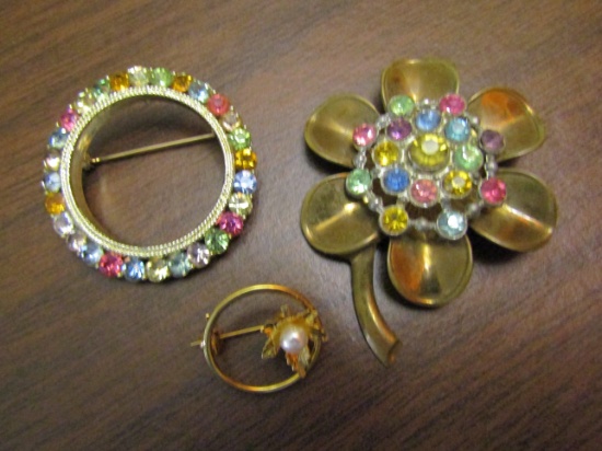 Lot of 3 Vintage Brooches