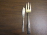 Vintage Lot of 2 Towle T Serving Fork and Knife