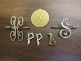 Lot of 6 Vintage Monogram Letter Brooches