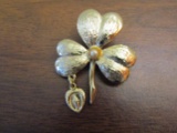 Vintage Gold Tone Shamrock Brooch