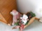 Vintage lot Bear in Sleigh and Doll