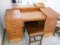 Vintage Wood Vanity with Bench and Mirror