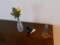 Lot of 3, Vase with Flowers, candle, Penguin