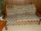Vintage Wood Couch with Cushions