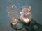 Lot of 2 Vintage Clear Glass Vases