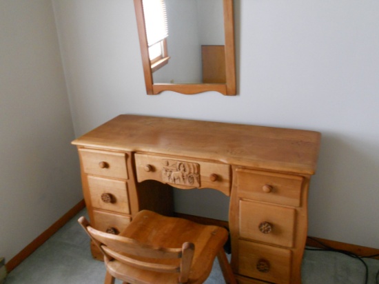 Set, Vintage set, Desk, Chair, Wall Mirror