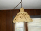 Vintage Hanging Lamp with Crocheted Shade