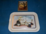 Vintage Metal Serving Tray and Picture