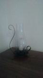 Vintage Metal Candleholder with Glass