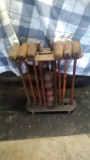 Antique Croquet Game Set with Stand