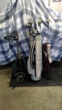 Vintage Golf Clubs and Bag Cart Lot