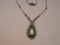 Vintage Art Deco Green Stone Sterling Necklace