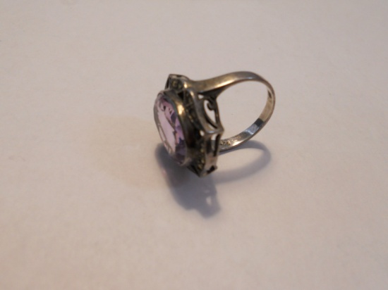 Vintage Amethyst Glass Sterling Ring