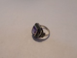 Vintage Amethyst Glass Sterling Ring