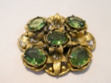 Vintage Pot Metal Large Glass Stone Brooch