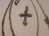 Lot of 3, Sterling Cross and 2 Chains