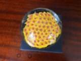 Vintage Paperweight, Red and Yellow Flowers