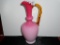 Antique Art Glass Pink/Cranberry Pitcher