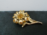 Vintage Rhinestone Flower Brooch