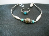 Vintage Sterling Turquoise Bracelet and Ring Set