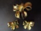 Vintage Gold Bow Brooch and Earrings Set