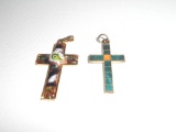 Lot of 2 Enamel Cross Pendents