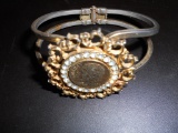 Vintage Bracelet, Dime and Rhinestones