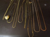Lot of 8 Necklaces, Gold Plate
