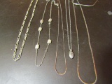 Lot of 5 Necklaces, silver Tone