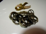 Lot of 2 Vintage Brooch and Ring Holder Brooch with 11 Rings