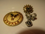Lot of 3 Vintage Lions Pin, Earring, Soldiers Angels Coin