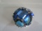 Vintage Dome Blue Glass and Rhinestone Brooch