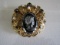 Vintage Filigree Glass Cameo Brooch