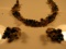 Vintage Green Rhinestone Bracelet and Matching Earrings Set