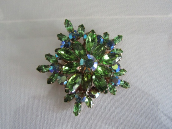 Vintage Large Rhinestone AB Crystal Brooch