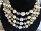 Vintage Faut Pearl, Rhinestone Crystal Necklace
