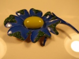 Vintage Large Art Enamel Flower Brooch