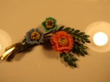 Vintage Enamel Flower Brooch