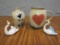 Lot of 4 Pottery and Ceramic Buttermile Acres Stoneware Pitcher