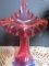 Vintage Cranberry Flower Design Vase