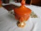 Vintage Orange Slag Glass Dish with Lid